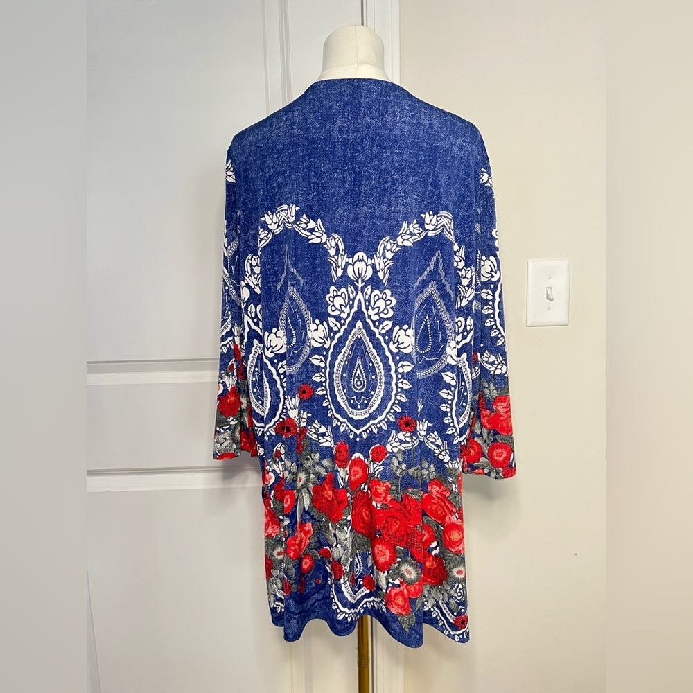 Ali Miles Women’s Floral Print Tunic Sz.L Career Casual Office wear - Picture 2 of 11